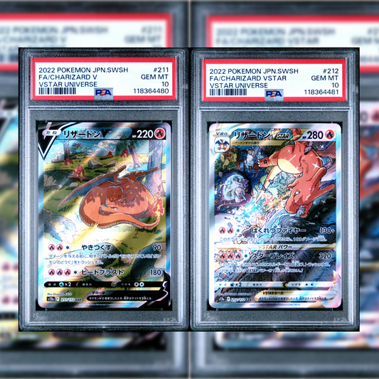 2022 Japanese Charizard V #211 & Charizard VSTAR #212 Set PSA 10 (Sequential)