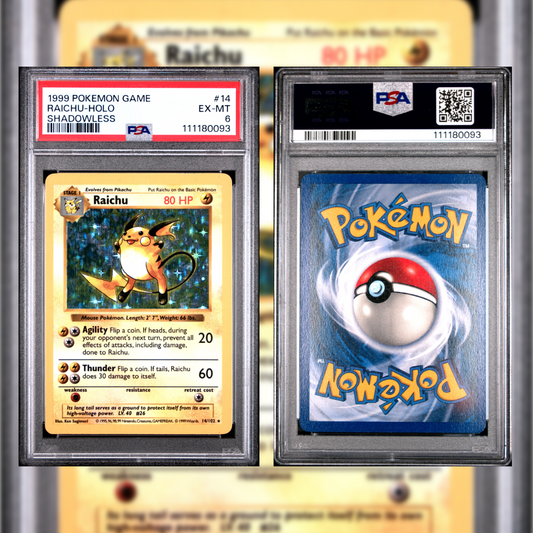 1999 Raichu-Holo Shadowless #14 PSA 6 111180093