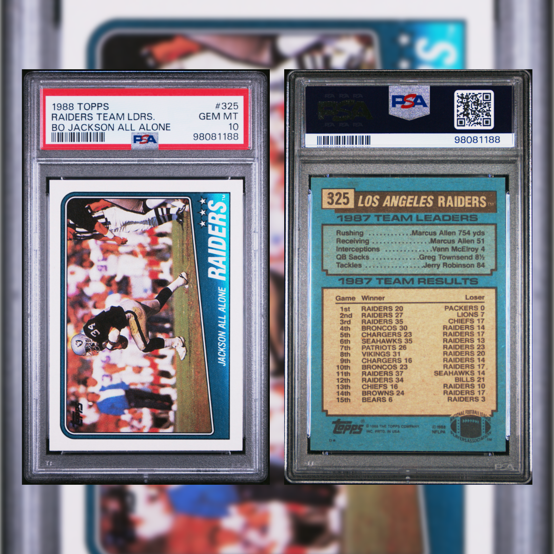 1988 Raiders Team Ldrs. (Bo Jackson All Alone) #325 PSA 10 98081188